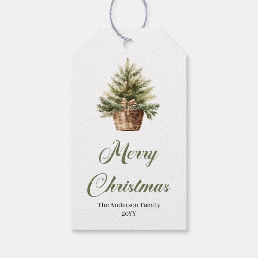 Modern Neutral Christmas Tree Holiday Gift Label ギフトタグ (裏面)