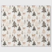 Modern Neutral Christmas Tree Wrapping Paper ラッピングペーパー (フラット)