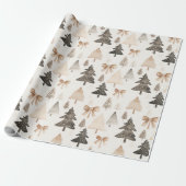 Modern Neutral Christmas Tree Wrapping Paper ラッピングペーパー (アンロールド)