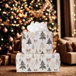 Modern Neutral Christmas Tree Wrapping Paper ラッピングペーパー