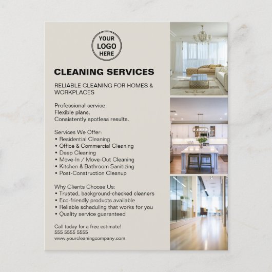 Modern Neutral Cleaning Services Photo Logo チラシ (正面)