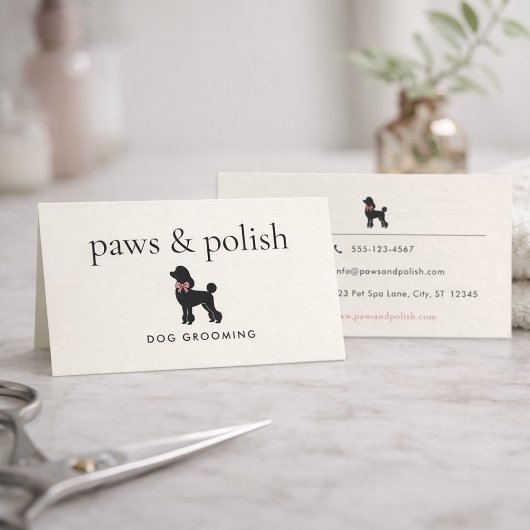 Modern Neutral Dog Groomer | Editable 名刺