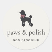 Modern Neutral Dog Groomer Logo Classic Round ラウンドシール (正面)