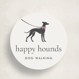 Modern Neutral Dog Walker Logo ラウンドシール