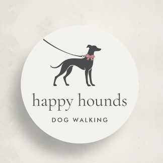 Modern Neutral Dog Walker Logo ラウンドシール