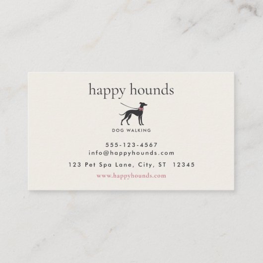 Modern Neutral Dog Walker | Minimalist Dog Walking 予約カード (裏面)