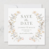 Modern Neutral Floral Save The Date Photo Invite (正面)