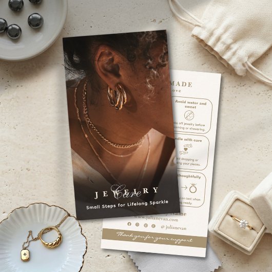 Modern Neutral Gold Jewelry Card Insert Card エンクロージャーカード