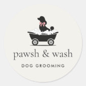 Modern Neutral Mobile Dog Groomer Logo  ラウンドシール (正面)
