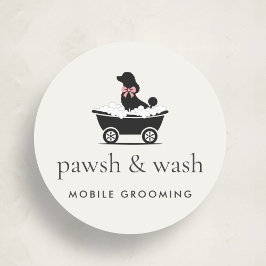 Modern Neutral Mobile Dog Groomer Logo  ラウンドシール