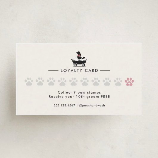 Modern Neutral Mobile Dog Groomer Loyalty Card ロイヤリティカード