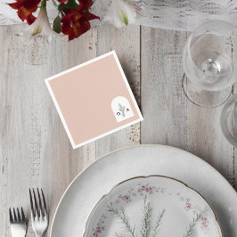 Modern Neutral Monogram Botanical Napkin スタンダードカクテルナプキン