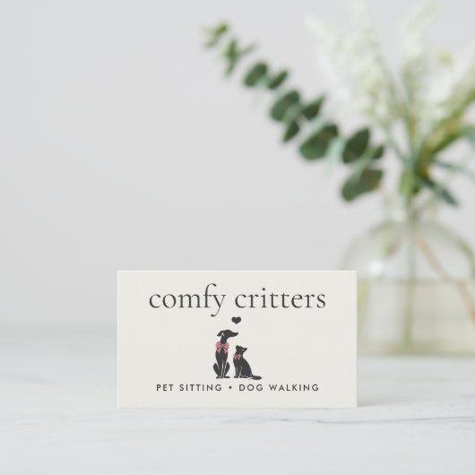 Modern Neutral Pet Sitter Dog Walker | Editable 名刺 (スタンド正面)