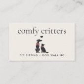 Modern Neutral Pet Sitter Dog Walker | Editable 名刺 (正面)