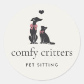 Modern Neutral Pet Sitter Logo ラウンドシール (正面)