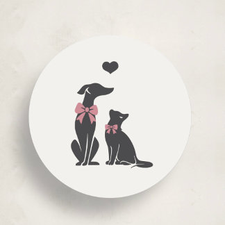 Modern Neutral Pet Sitter Sticker ラウンドシール
