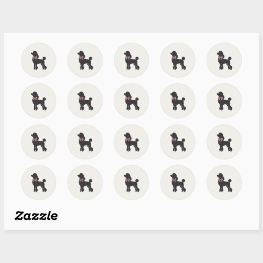 Modern Neutral Poodle Seal Sticker ラウンドシール (シート)