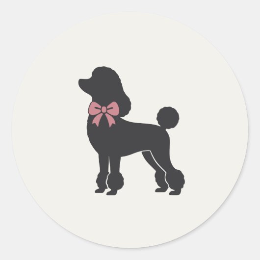 Modern Neutral Poodle Seal Sticker ラウンドシール (正面)
