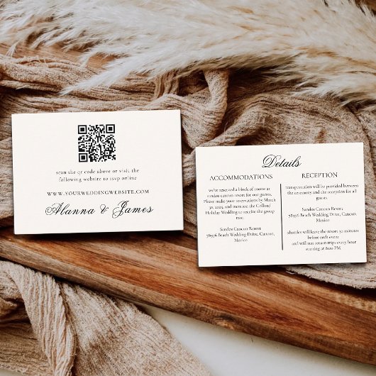 Modern Neutral QR Code Wedding Details & RSVP エンクロージャーカード