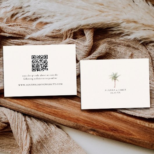 Modern Neutral QR Code Wedding Details & RSVP エンクロージャーカード