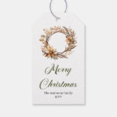 Modern Neutral Sage Green Wreath Holiday Tag ギフトタグ (裏面)