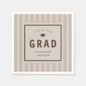 Modern Neutral Sporty Stripes Graduation Party スタンダードカクテルナプキン (正面)
