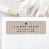 Modern Neutral Stripes Graduation Return Address ラベル (インサイチュ)