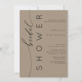 Modern Neutral Tan & Typography Bridal Shower  招待状 (正面)