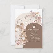 Modern Neutral Teddy Bear Baby Shower Balloons サンキューカード (正面)