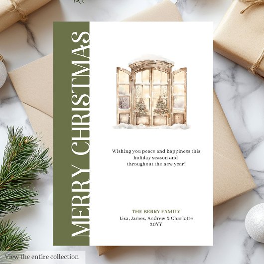 Modern neutral tones Christmas tree greeting card シーズンカード