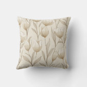 Modern Neutral Tulip Ivory Floral Pattern クッション (裏面)