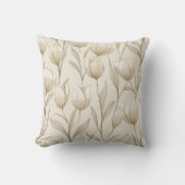 Modern Neutral Tulip Ivory Floral Pattern クッション (正面)