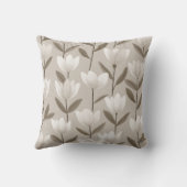 Modern Neutral Tulip Ivory Floral Pattern クッション (裏面)
