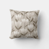 Modern Neutral Tulip Ivory Floral Pattern クッション (正面)