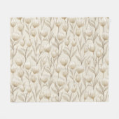 Modern Neutral Tulip Ivory Floral Pattern フリースブランケット (正面(横))