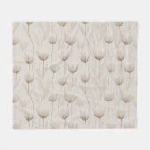 Modern Neutral Tulip Ivory Floral Pattern フリースブランケット (正面(横))