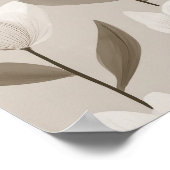 Modern Neutral Tulip Ivory Floral Pattern ポスター (角)