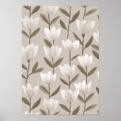 Modern Neutral Tulip Ivory Floral Pattern ポスター (正面)
