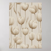Modern Neutral Tulip Ivory Floral Pattern ポスター (正面)