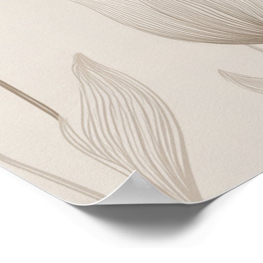 Modern Neutral Tulip Ivory Floral Pattern ポスター (角)