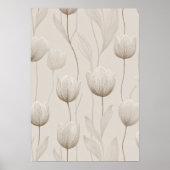 Modern Neutral Tulip Ivory Floral Pattern ポスター (正面)