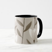 Modern Neutral Tulip Ivory Floral Pattern マグカップ (正面右)