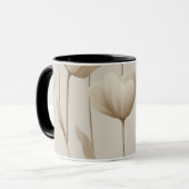 Modern Neutral Tulip Ivory Floral Pattern マグカップ (正面左)