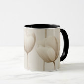 Modern Neutral Tulip Ivory Floral Pattern マグカップ (正面右)