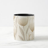 Modern Neutral Tulip Ivory Floral Pattern マグカップ (中央)