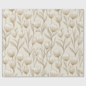 Modern Neutral Tulip Ivory Floral Pattern ラッピングペーパー (フラット)
