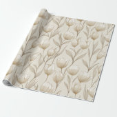 Modern Neutral Tulip Ivory Floral Pattern ラッピングペーパー (アンロールド)