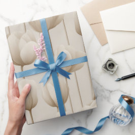 Modern Neutral Tulip Ivory Floral Pattern ラッピングペーパー