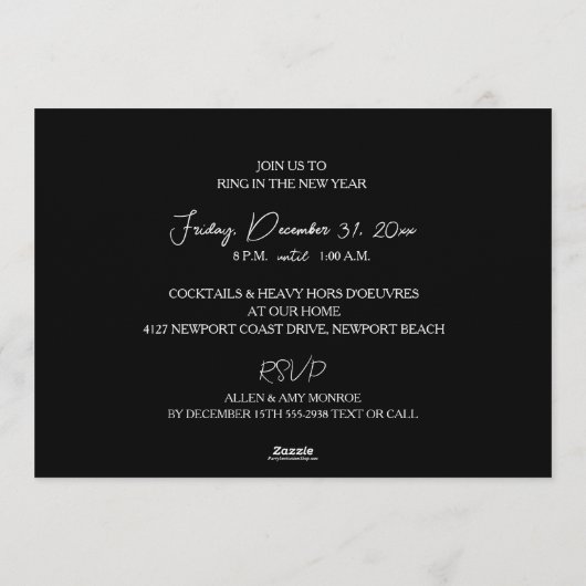 Modern New Year's Eve Party 招待状 (裏面)