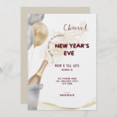 Modern New Year's Eve Party Celebration 2026 招待状 (正面/裏面)